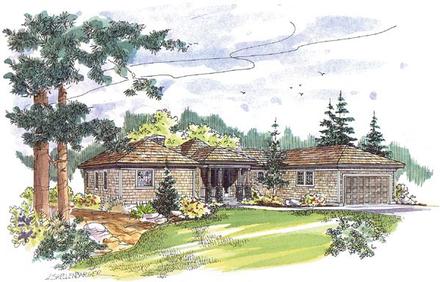 Contemporary Craftsman One-Story Ranch Elevation of Plan 69230