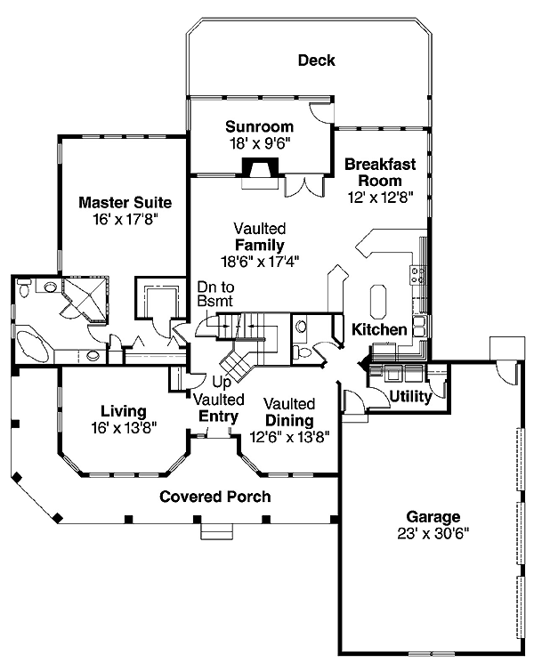 Country Farmhouse Level One of Plan 69234