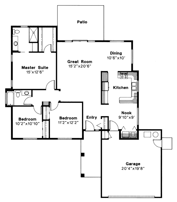 One-Story Ranch Level One of Plan 69237