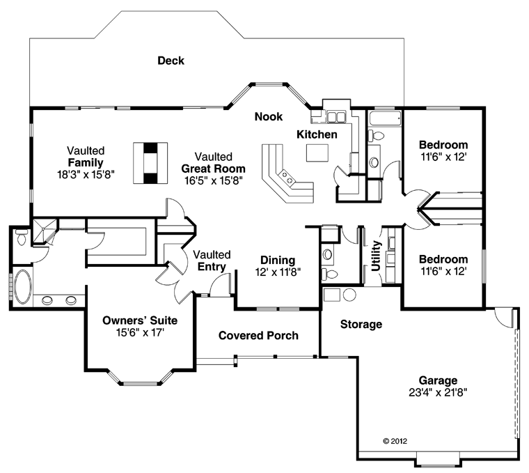 One-Story Ranch Level One of Plan 69249