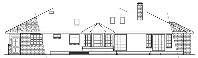 One-Story Ranch Rear Elevation of Plan 69249