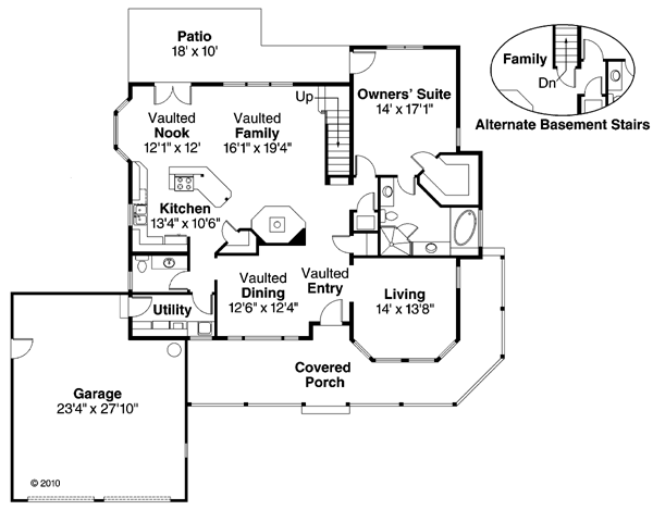 Cottage Country Traditional Victorian Level One of Plan 69253