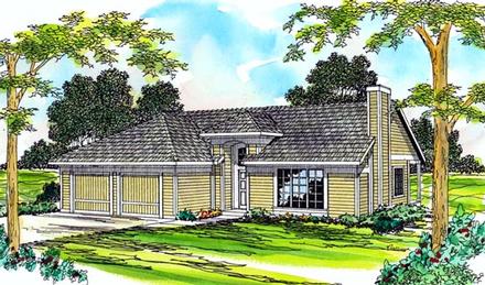 One-Story Ranch Traditional Elevation of Plan 69255