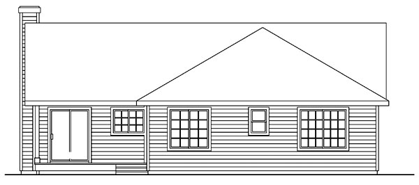 One-Story Ranch Traditional Rear Elevation of Plan 69255