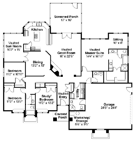 House Plan 69257 First Level Plan