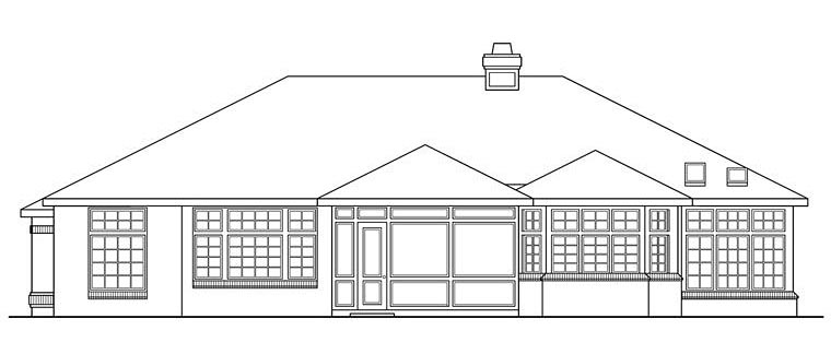 Traditional Rear Elevation of Plan 69257