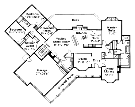 House Plan 69260 First Level Plan
