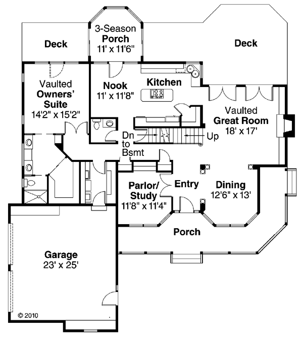 Country European Farmhouse Traditional Level One of Plan 69261