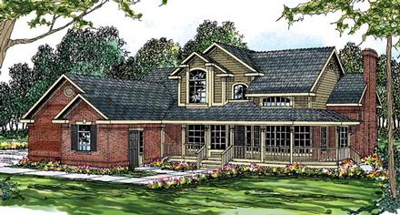 Country European Farmhouse Traditional Elevation of Plan 69261