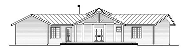 Craftsman Rear Elevation of Plan 69278