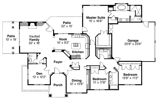 Contemporary One-Story Traditional Level One of Plan 69289