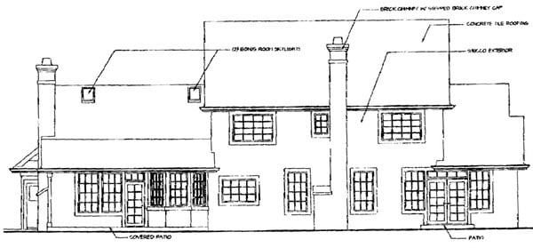 Colonial Country Rear Elevation of Plan 69291