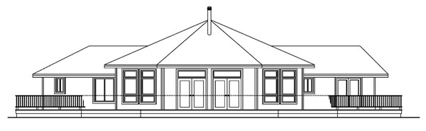 One-Story Ranch Traditional Rear Elevation of Plan 69294