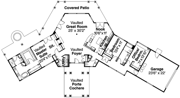 Craftsman One-Story Level One of Plan 69295