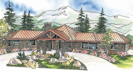 Craftsman One-Story Elevation of Plan 69295