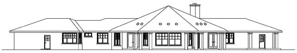 Craftsman One-Story Rear Elevation of Plan 69295