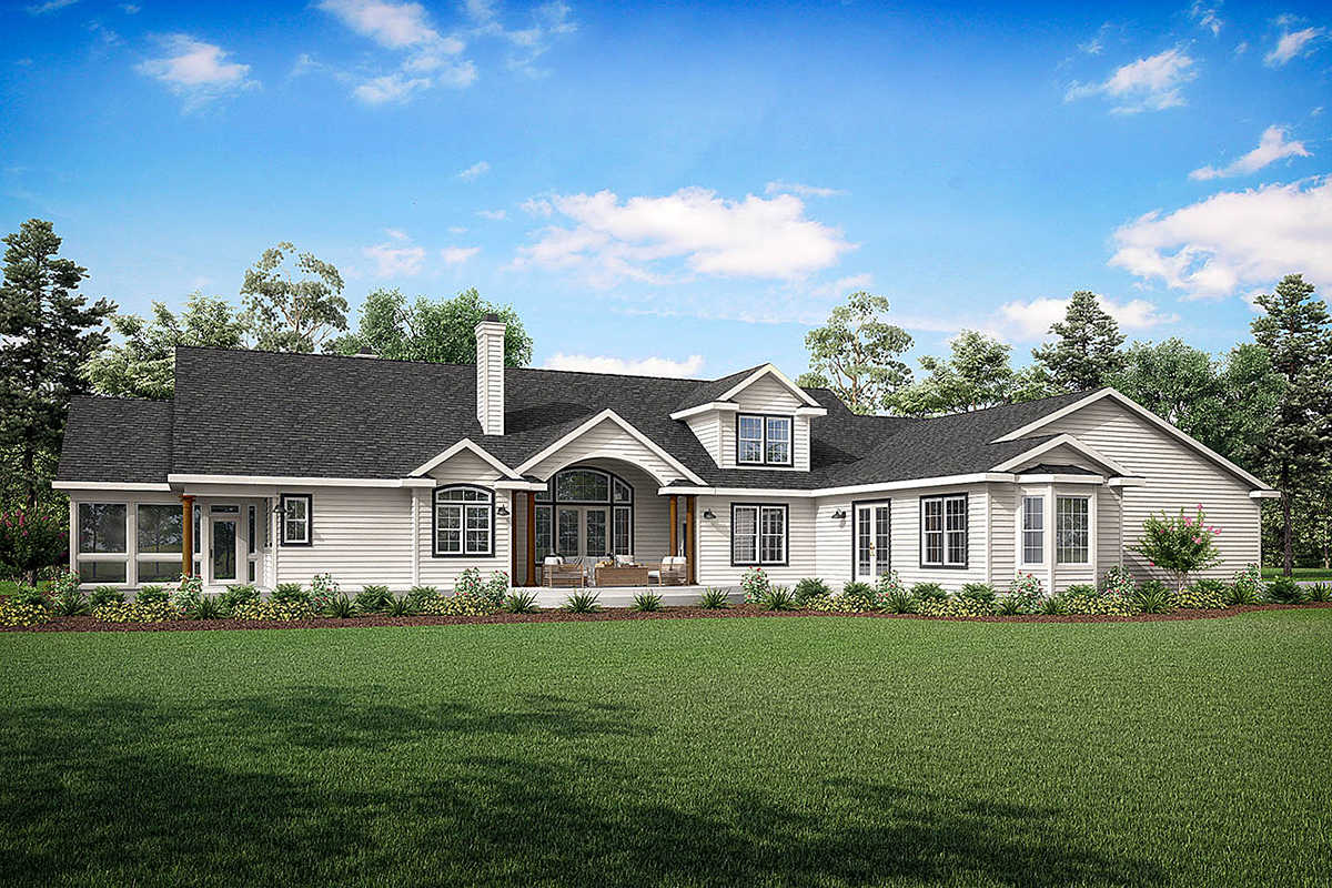 Country Florida Ranch Rear Elevation of Plan 69296