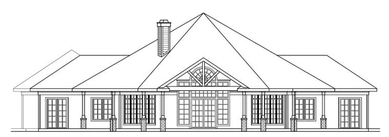 Traditional Rear Elevation of Plan 69298