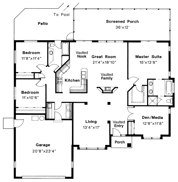 Contemporary Florida One-Story Level One of Plan 69303