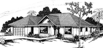 Contemporary Florida One-Story Elevation of Plan 69303