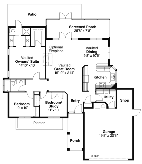 Florida Mediterranean Ranch Southwest Level One of Plan 69304