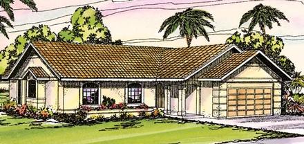 Florida Mediterranean Ranch Southwest Elevation of Plan 69304