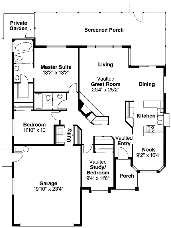 Florida One-Story Ranch Level One of Plan 69305