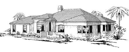 Mediterranean One-Story Elevation of Plan 69309