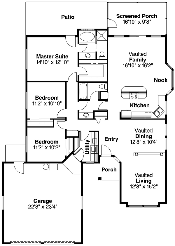 Mediterranean One-Story Level One of Plan 69312