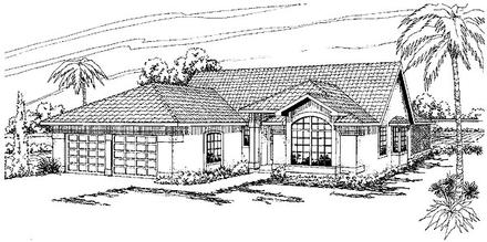 Mediterranean One-Story Elevation of Plan 69312