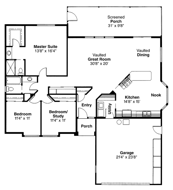 Florida One-Story Level One of Plan 69317