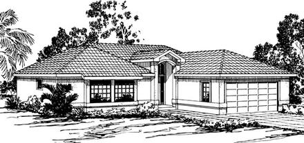 Florida One-Story Elevation of Plan 69317