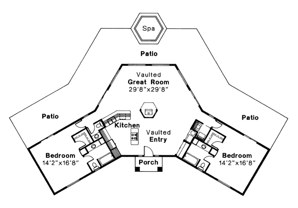 Mediterranean One-Story Ranch Level One of Plan 69326