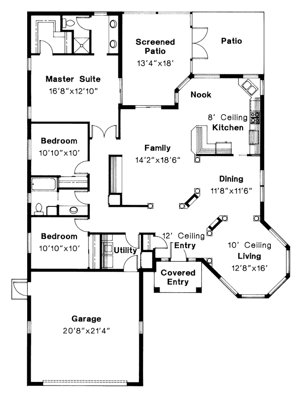 Florida One-Story Level One of Plan 69328