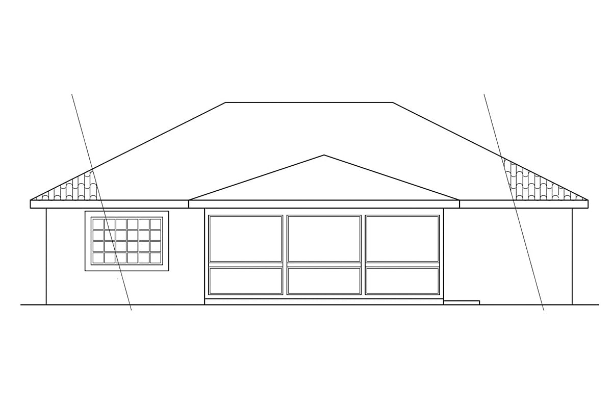 Florida One-Story Ranch Rear Elevation of Plan 69333