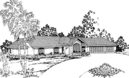 One-Story Ranch Elevation of Plan 69337