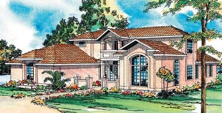 Contemporary Florida Mediterranean Southwest Elevation of Plan 69345