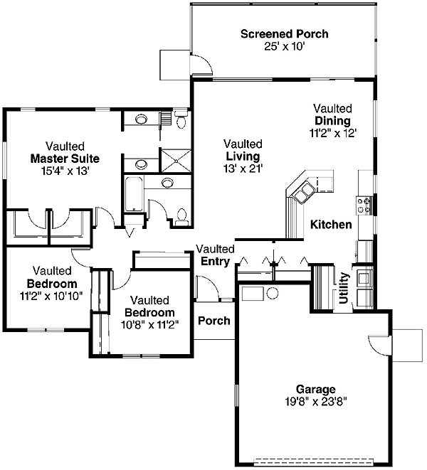 One-Story Ranch Southwest Level One of Plan 69347