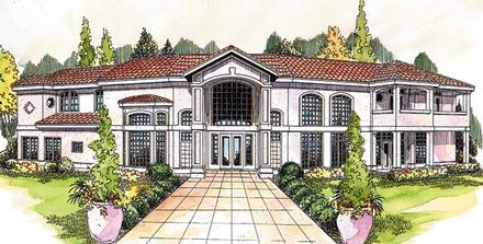 Contemporary Florida Mediterranean Southwest Elevation of Plan 69350