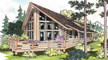Cabin Cottage Log Elevation of Plan 69360