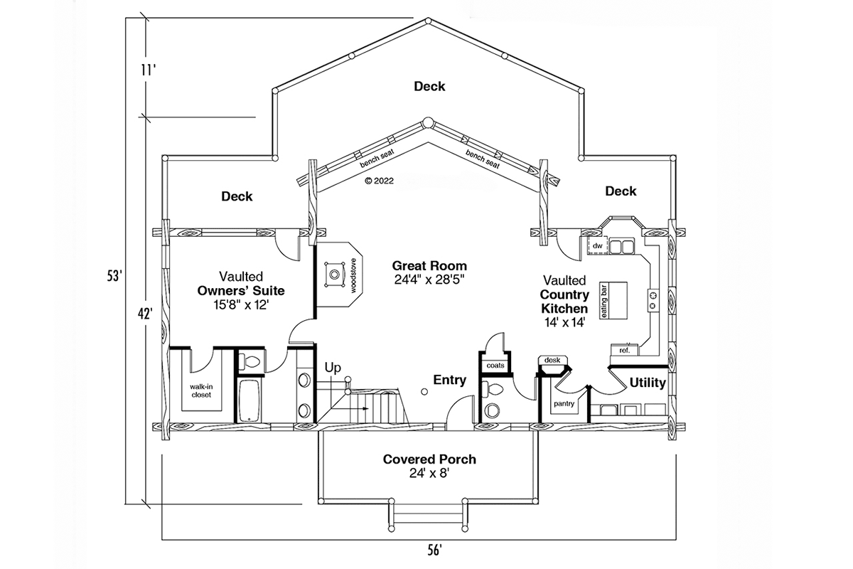 Contemporary Log Level One of Plan 69362