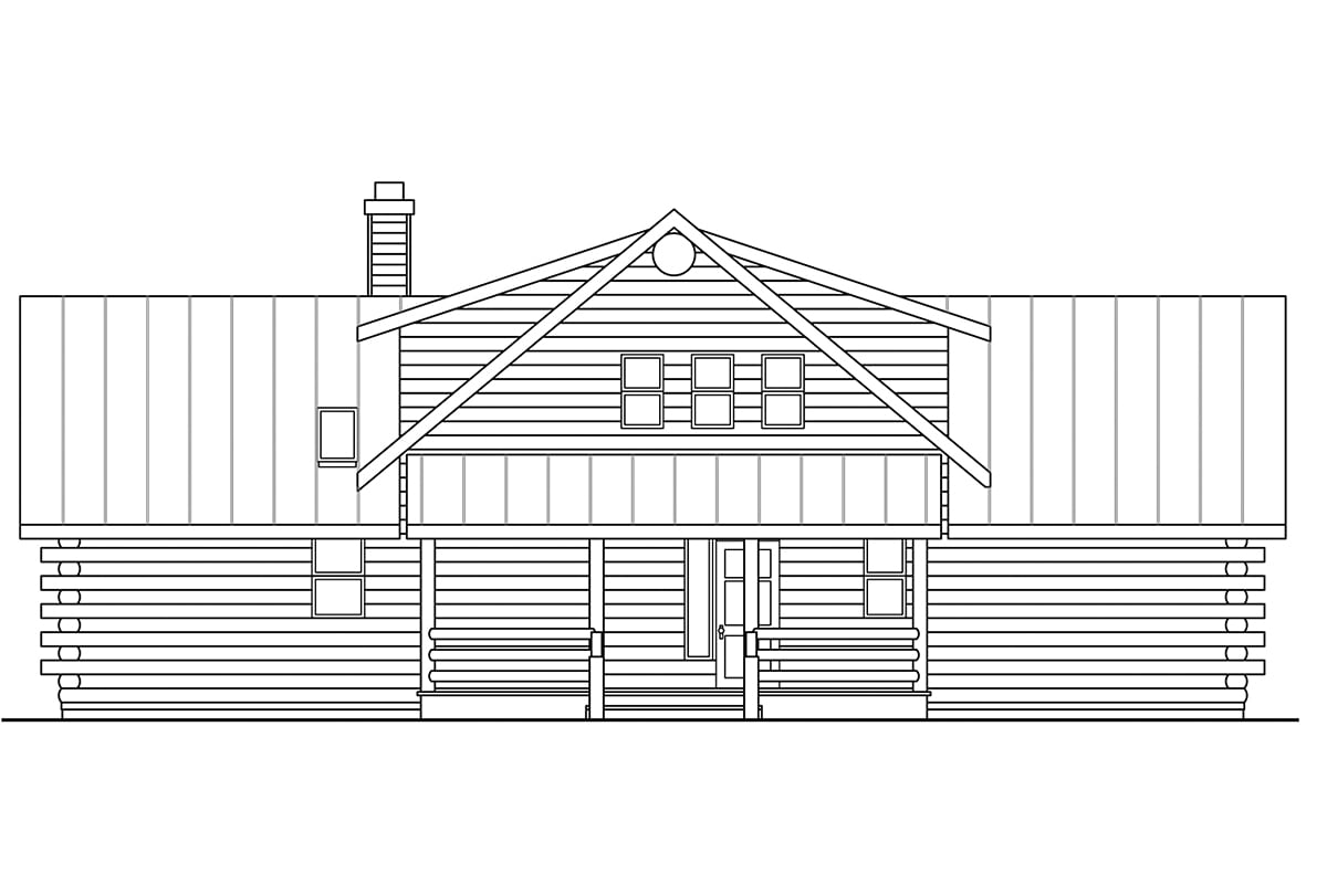 Contemporary Log Rear Elevation of Plan 69362