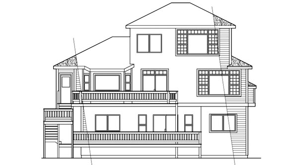 Traditional Rear Elevation of Plan 69363