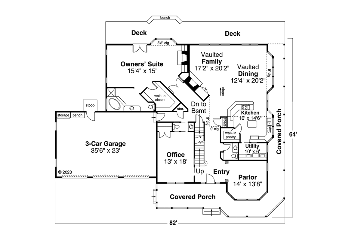 Country Farmhouse Level One of Plan 69366