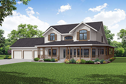 Country Farmhouse Elevation of Plan 69366