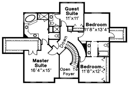 House Plan 69369 Second Level Plan