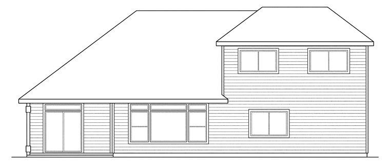 One-Story Traditional Rear Elevation of Plan 69374