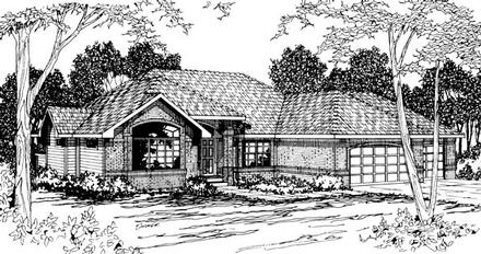 One-Story Traditional Elevation of Plan 69377