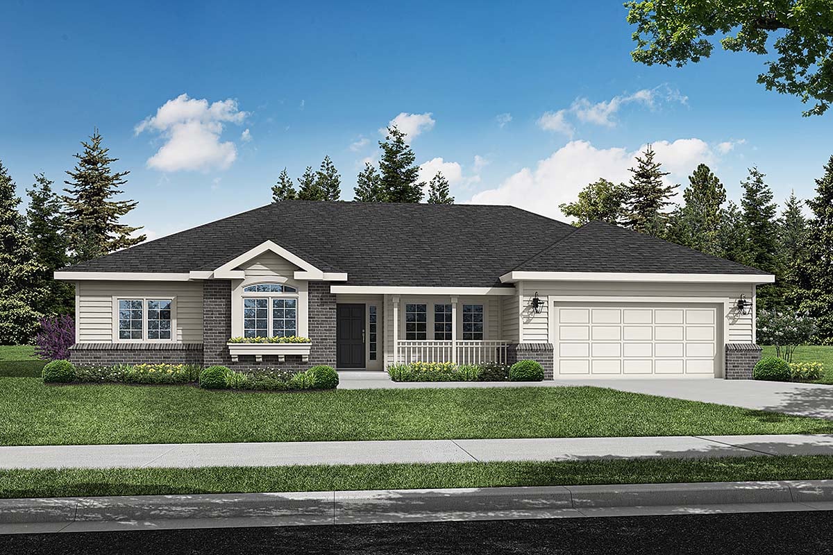 Plan 69378 | Traditional Style with 4 Bed, 2 Bath, 2 Car Garage