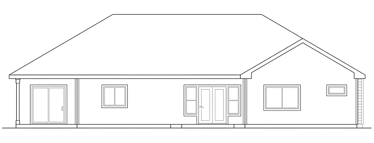 One-Story Traditional Rear Elevation of Plan 69378